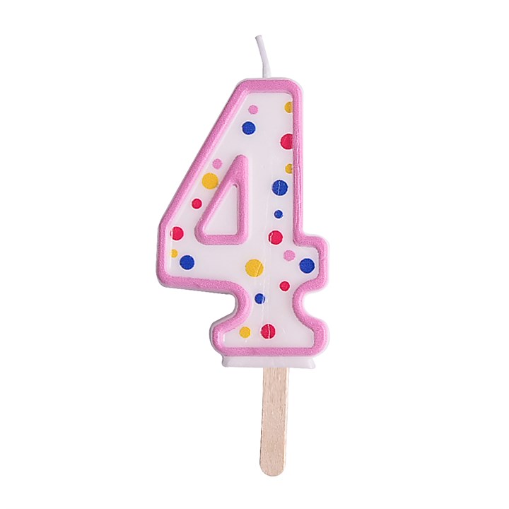 NUMBER 4 CANDLE PNK