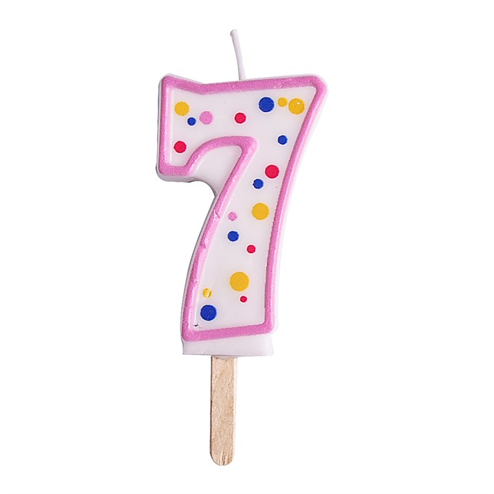 NUMBER 7 CANDLE PNK