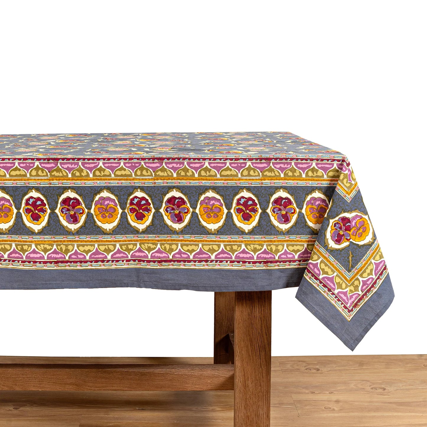 TABLECLOTH 71X106 PANSY RED/GREY