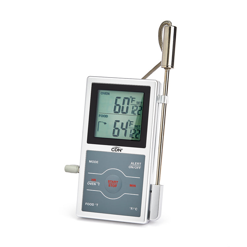 DUAL SENSING PROBE THERMOMETER & TIMER SILVER