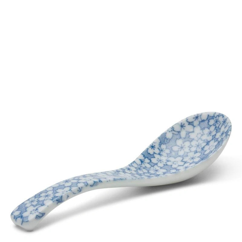 BLUE & WHITE SOUP SPOON 5.5” -FLOWER
