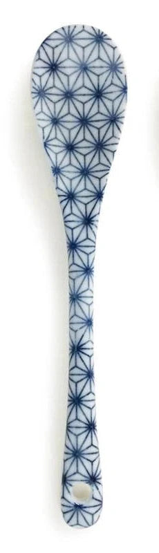 BLUE & WHITE DESSERT SPOON-GEO