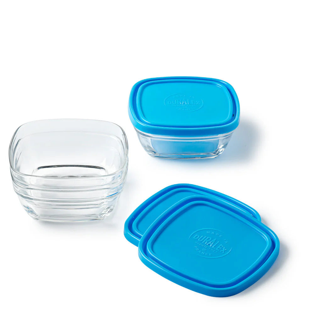 BLUE LID FOR STACKABLE GLASS BOWL 4.4" SQR