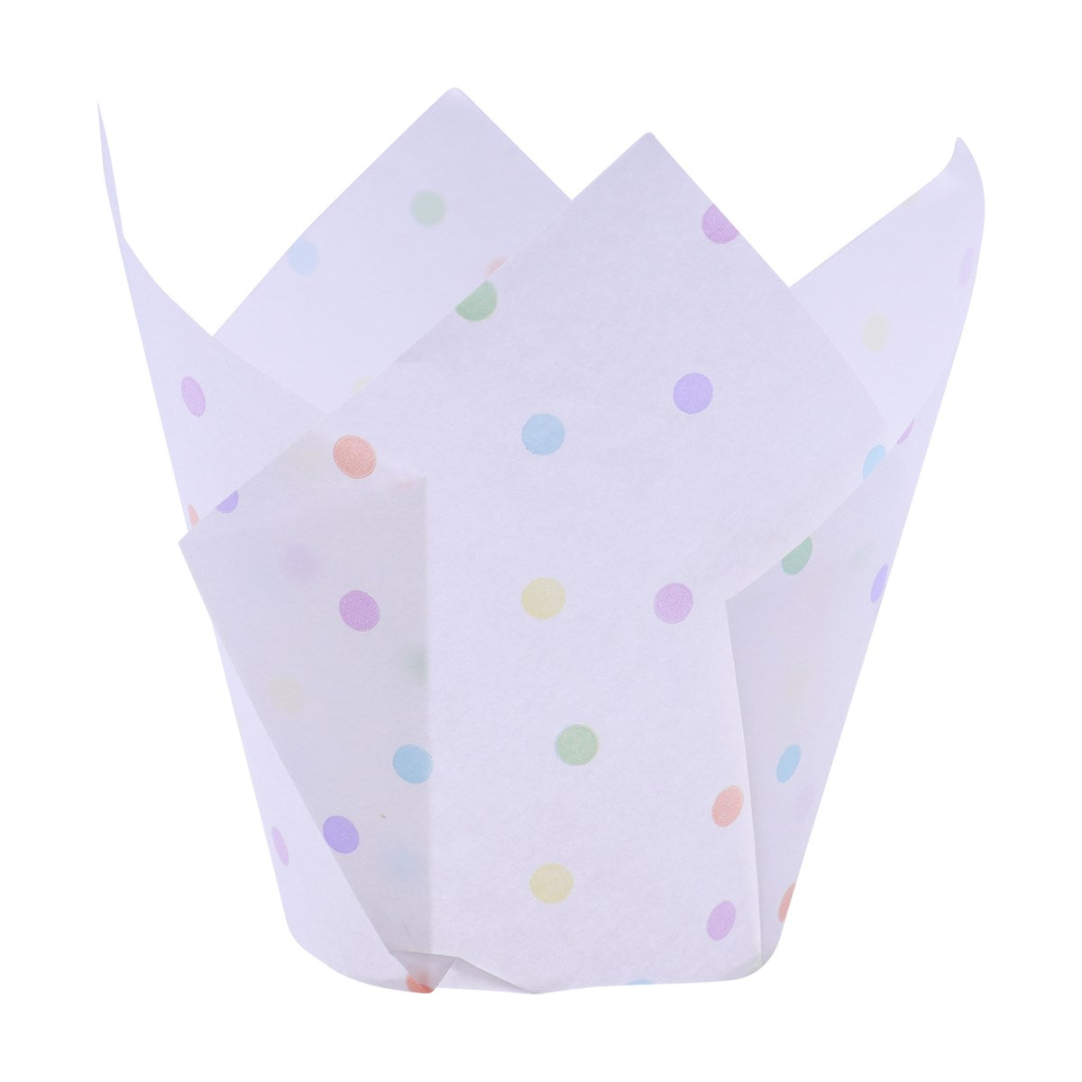 TULIP MUFFIN CASES - RAINBOW POLKA DOTS 24/CT
