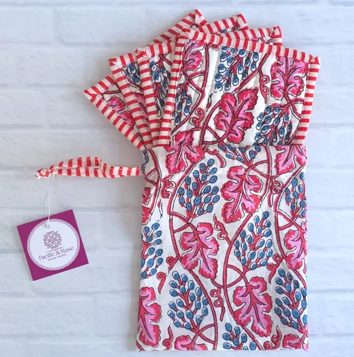 BERRY LEAF COASTERS SET/4