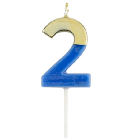 NUMBER CANDLE 1 BLUE/GOLD