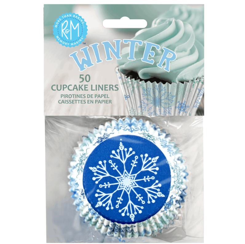 CUPCAKE LINERS WINTER SNOWFLAKES 50CT