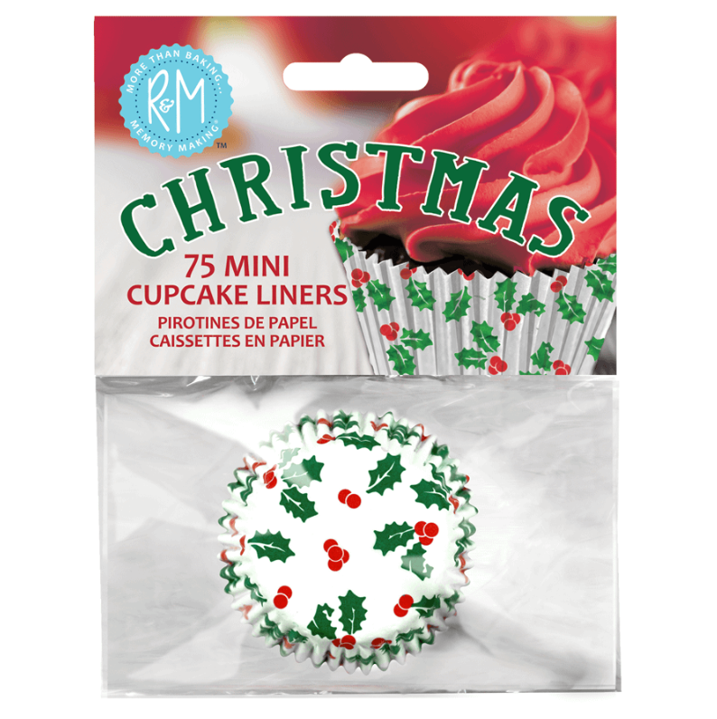 MINI CUPCAKE LINERS CHRISTMAS 75CT