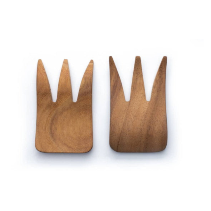 ACACIA WOOD BEAR CLAW SALAD SERVER SET