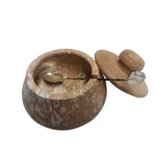 SOAPSTONE CONDIMENT CONTAINER W/SPOON