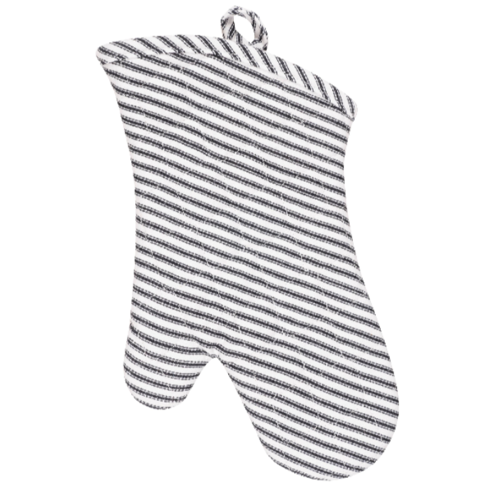 METRO STRIPE TERRY LINED OVEN MITT BLACK