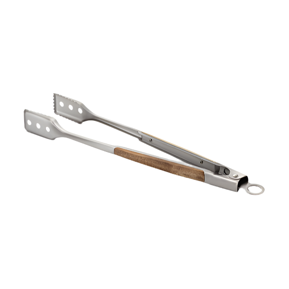 ACACIA WOOD LOCKING TONGS FOR BBQ GRILL STAINLESS STEEL