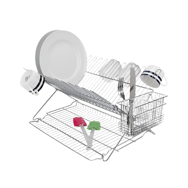 EXTRA LARGE FOLDING DISH RACK METALLIC