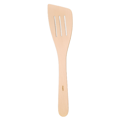 LEFT HANDED WOOD CURVED SLOTTED SPATULA 12"