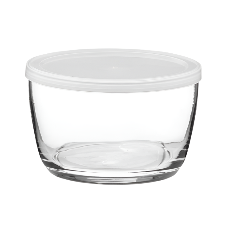 GLASS BOWL W/PLASTIC LID 16OZ 4.25"