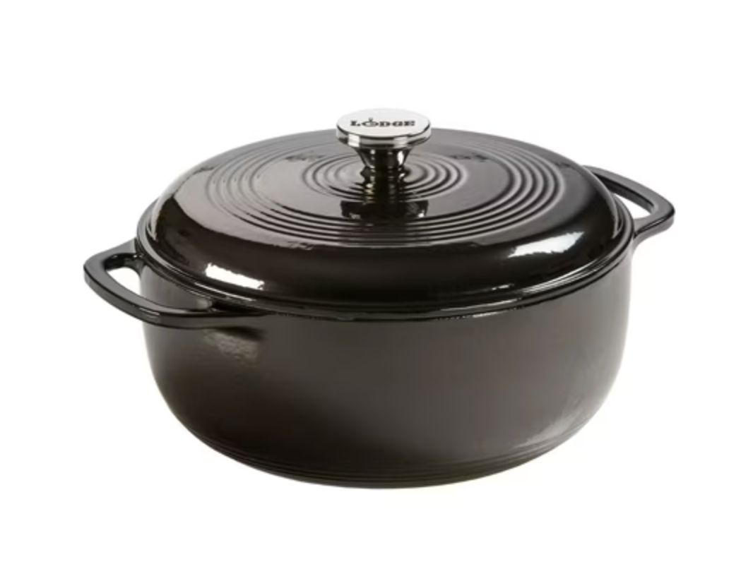LODGE ENAMELED CAST IRON DUTCH OVEN 6 QT MIDNIGHT CHROME
