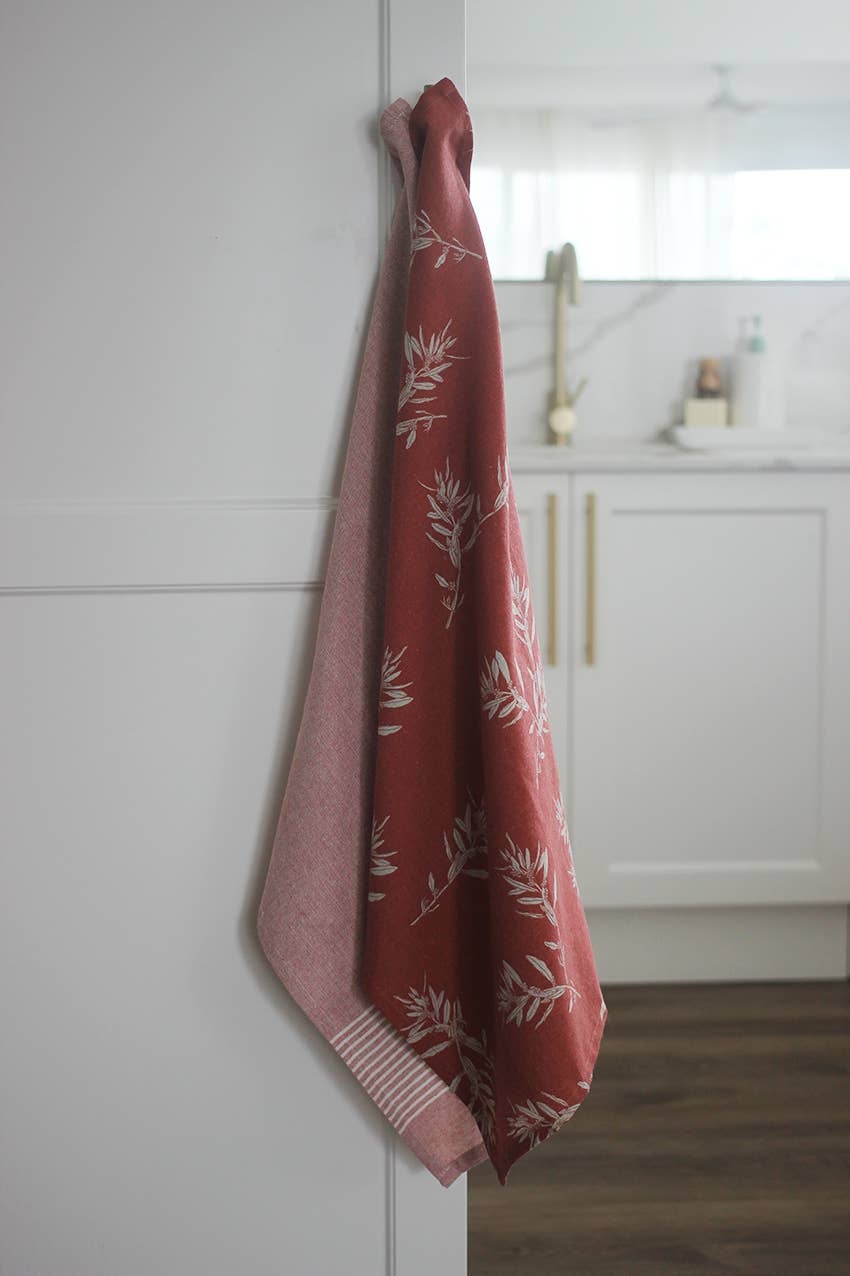 TEA TOWELS OLIVES CINNAMON SET/2