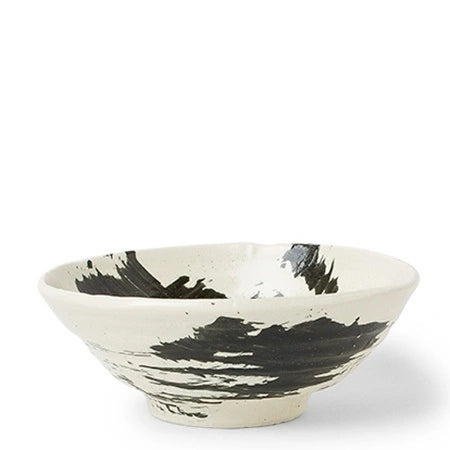 BLACK BRUSH STROKES BOWL 8"