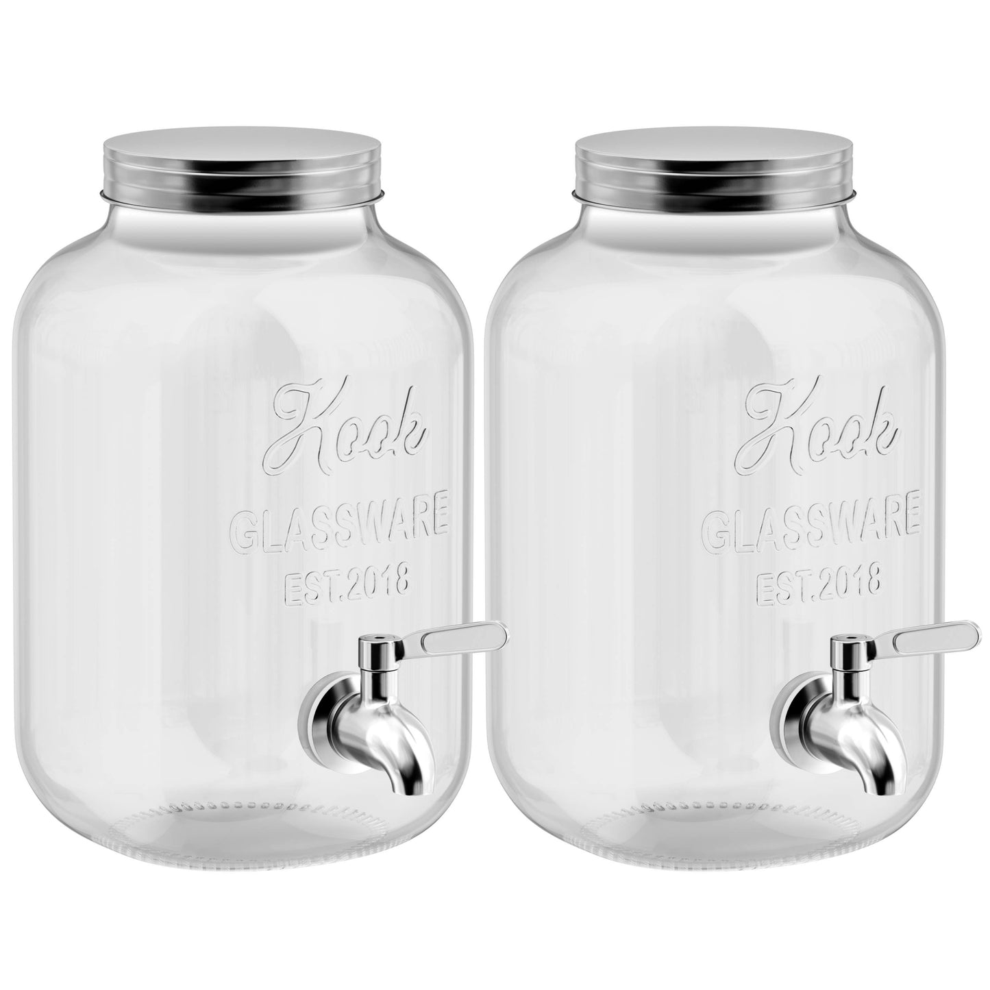 KOOK GLASS DRINK DISPENSER WITH STAINLESS STEEL SPIGOT 1 GALLON