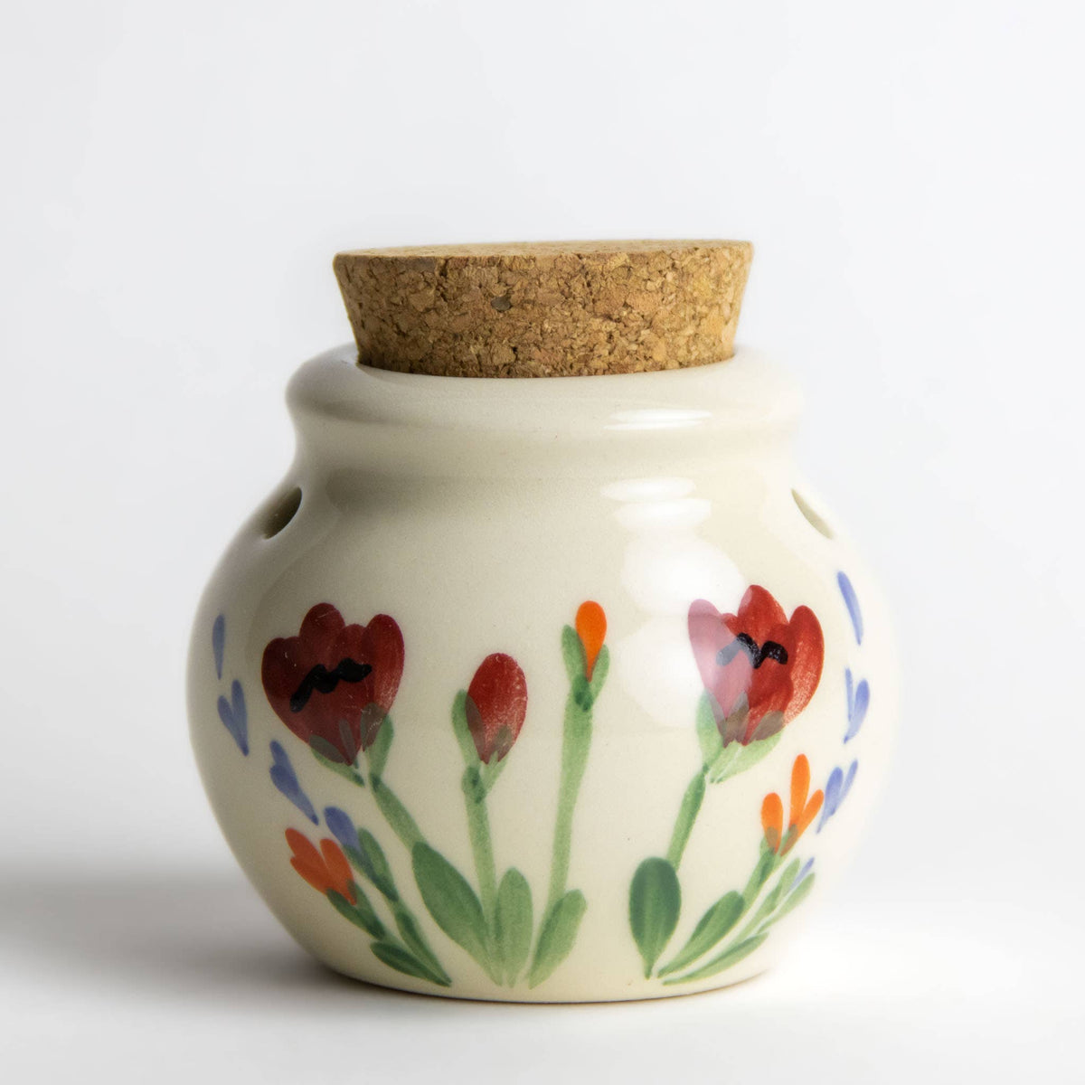 Garlic Keeper / Storage Jar: Red Poppy