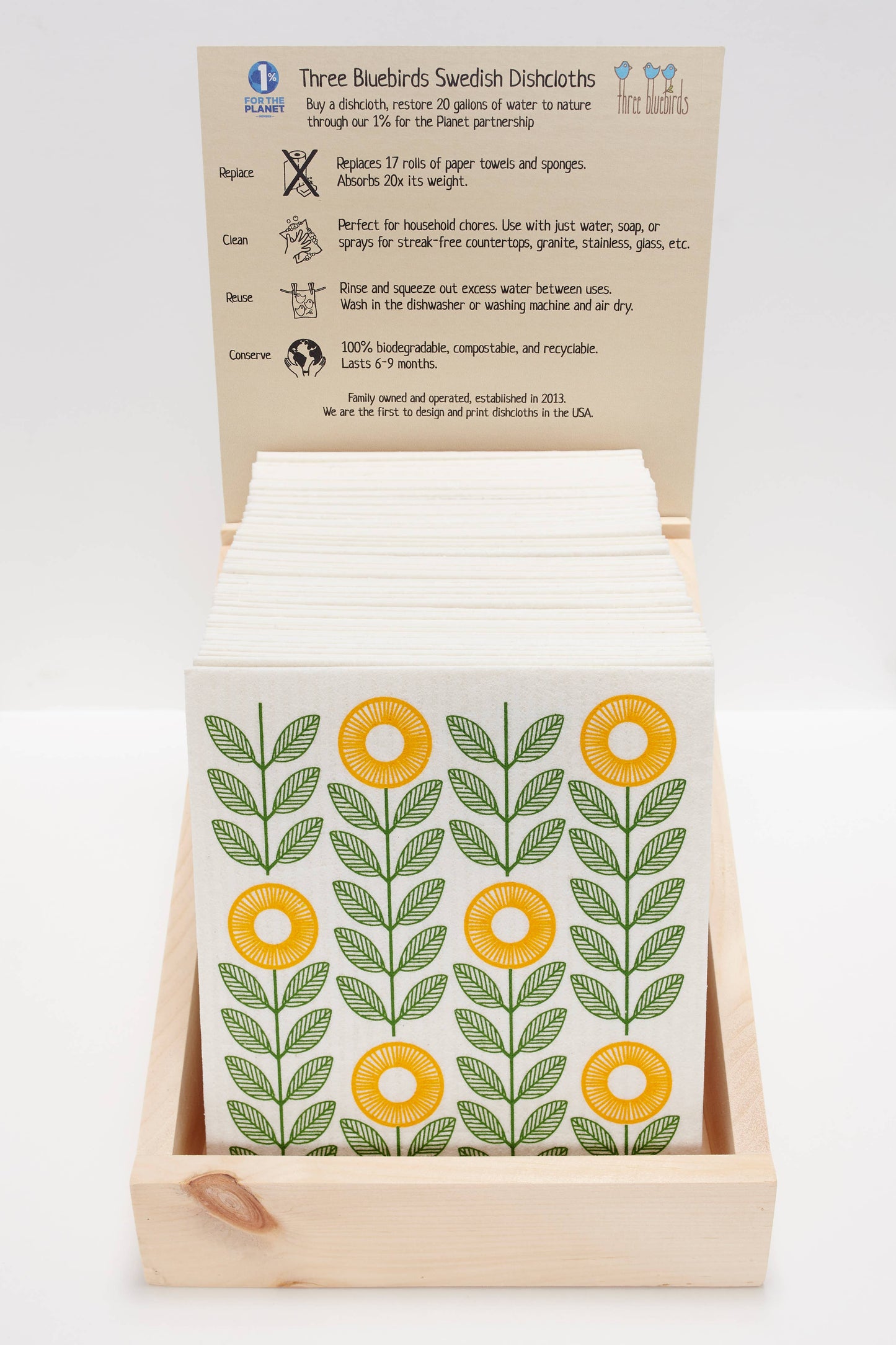 BLUEBONNETS GREY SWEDISH DISHCLOTH