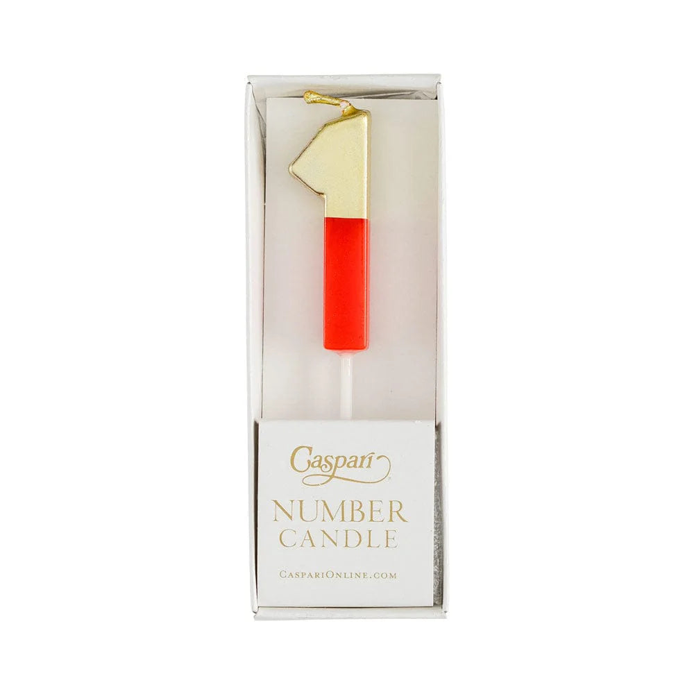 NUMBER CANDLE 1 RED/GOLD