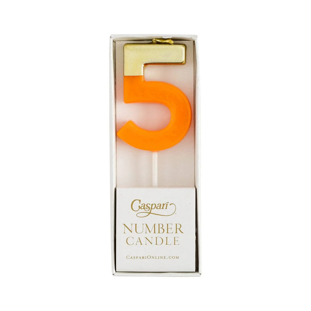 NUMBER CANDLE 5 ORANGE/GOLD