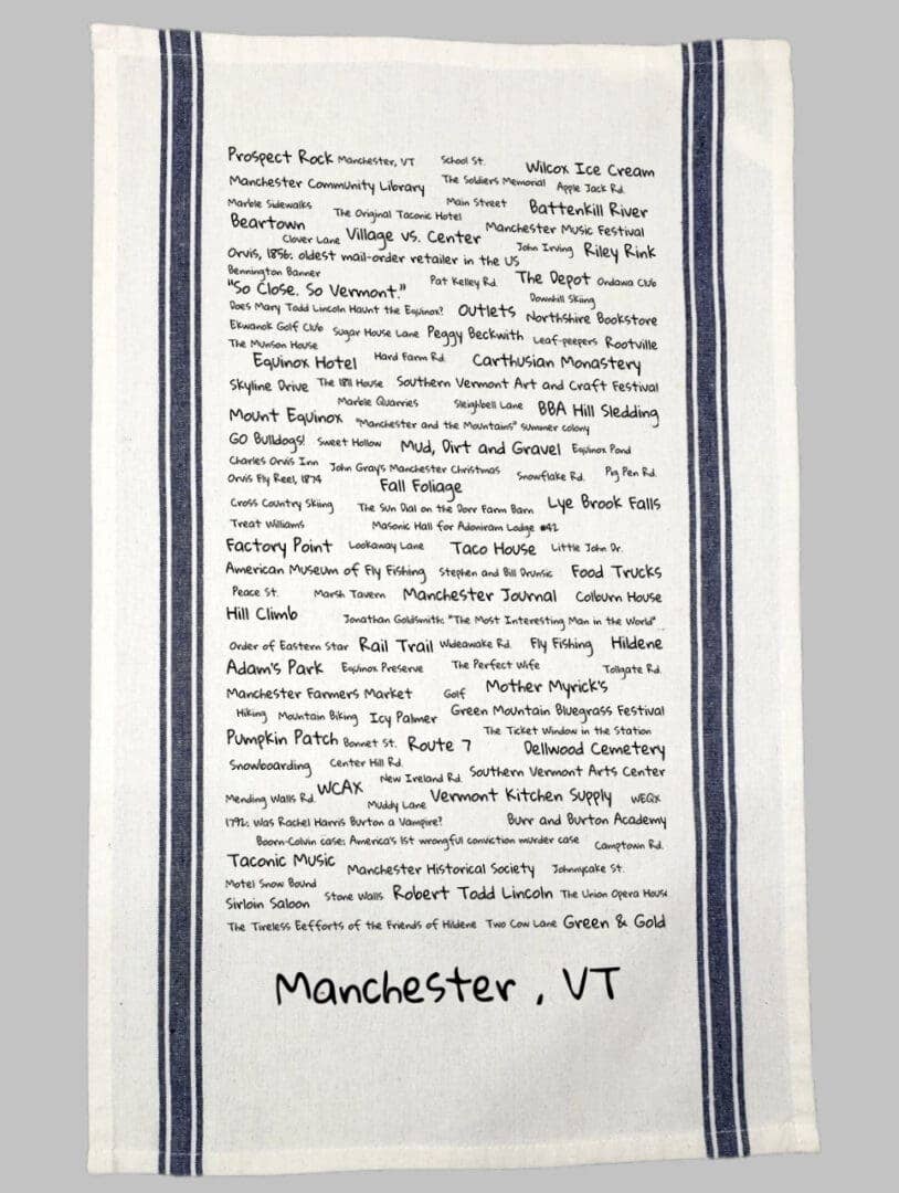 MANCHESTER VT TEA TOWEL BLUE