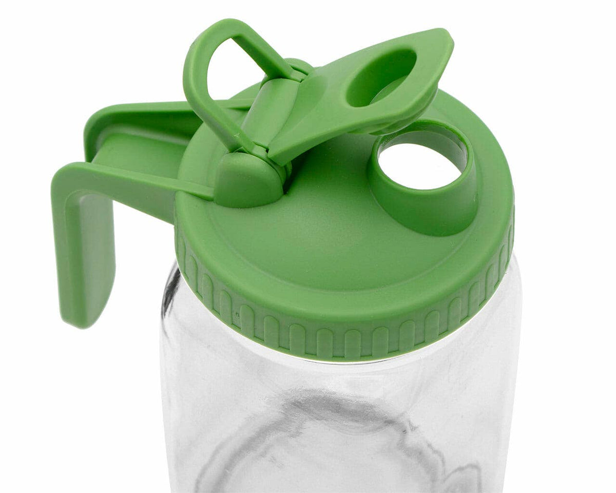 Pour & Store Pitcher Lid with Handle with Mason Jars: Leaf Green / Regular mouth
