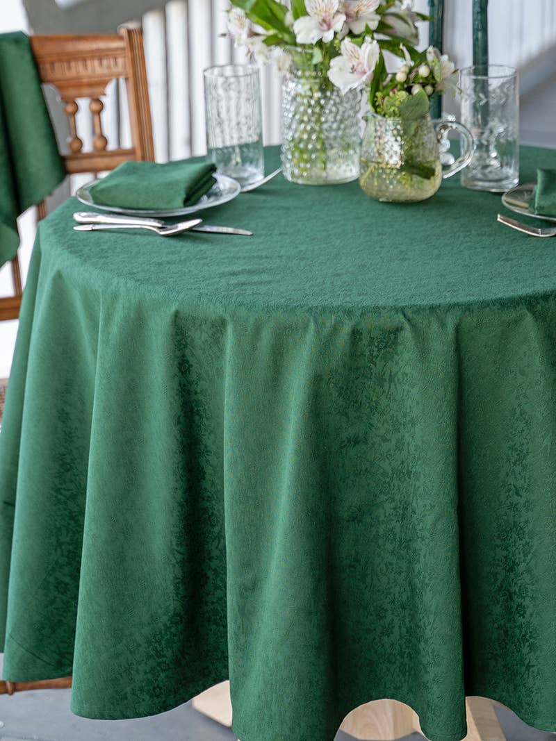 Lark Cotton Jacquard Round Cloth - Green: 70 Inch Round
