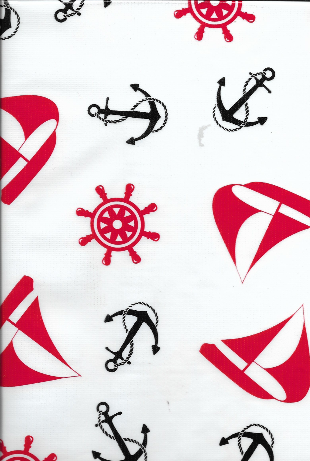 NANTUCKET NAUTICAL TABLECLOTH BLUE/RED 84 X 47.5