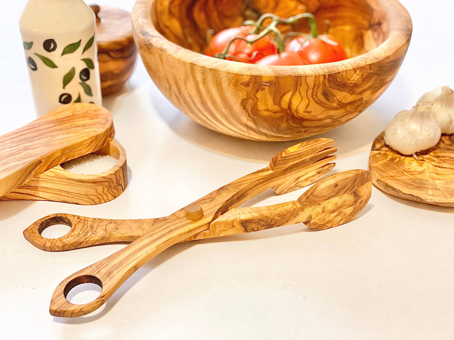 OLIVE WOOD SERVING TONGS