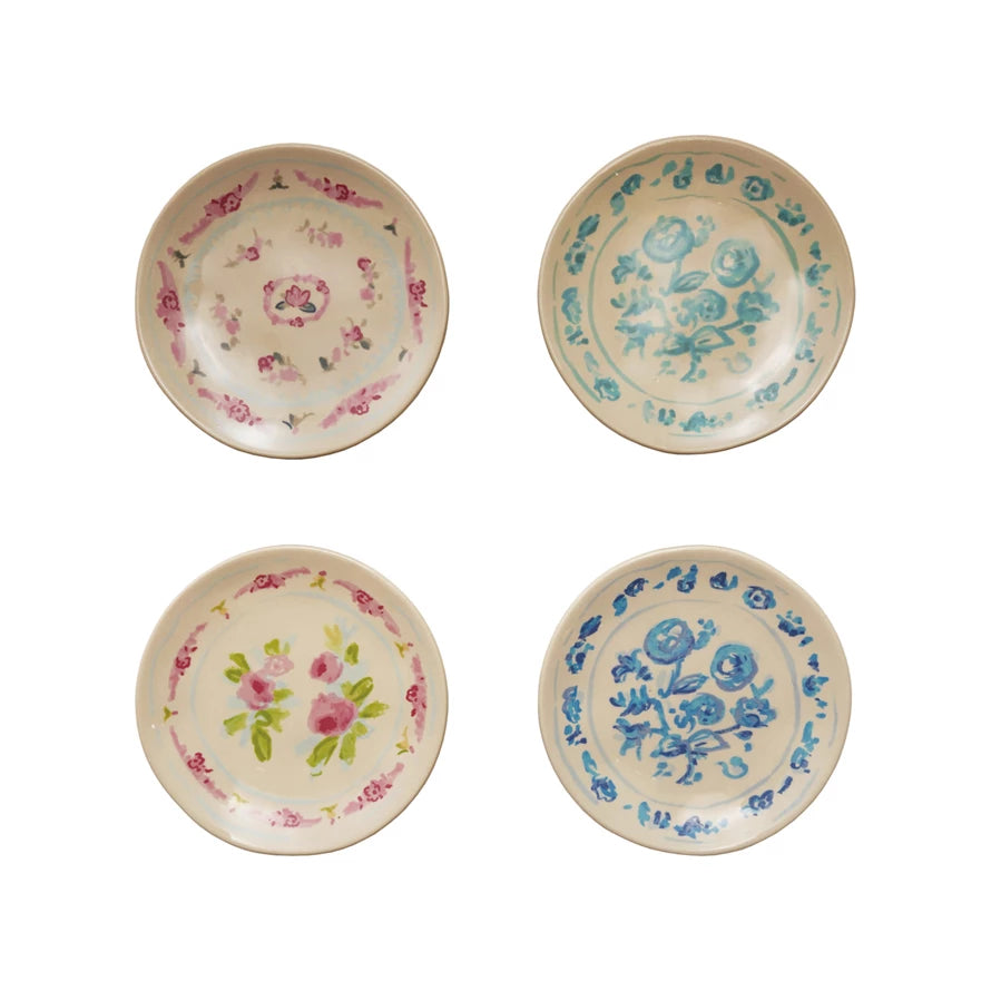 STONEWARE PLATE W/ FLORAL PATTERN