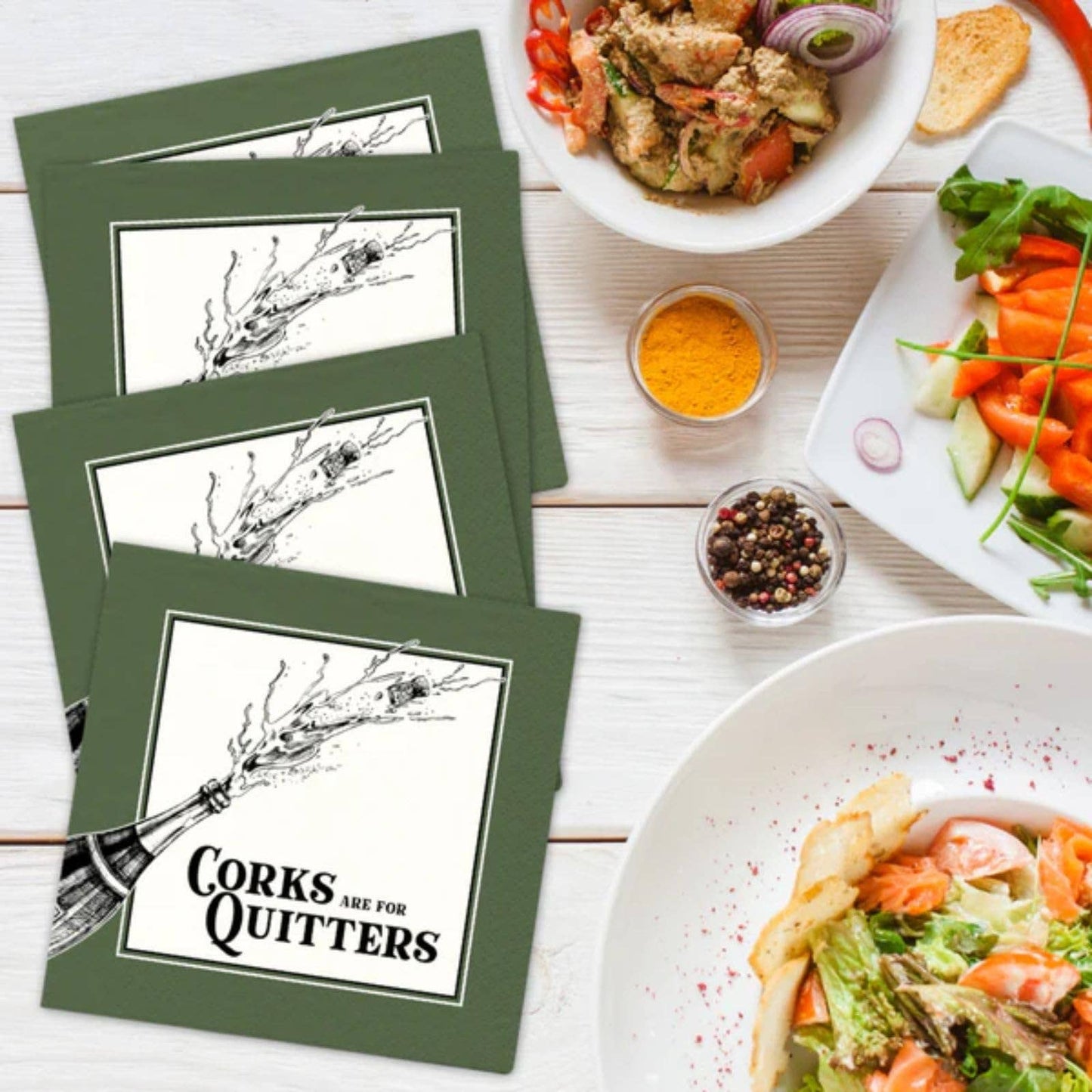 Funny Cocktail Napkins: Corks Are For Quitters