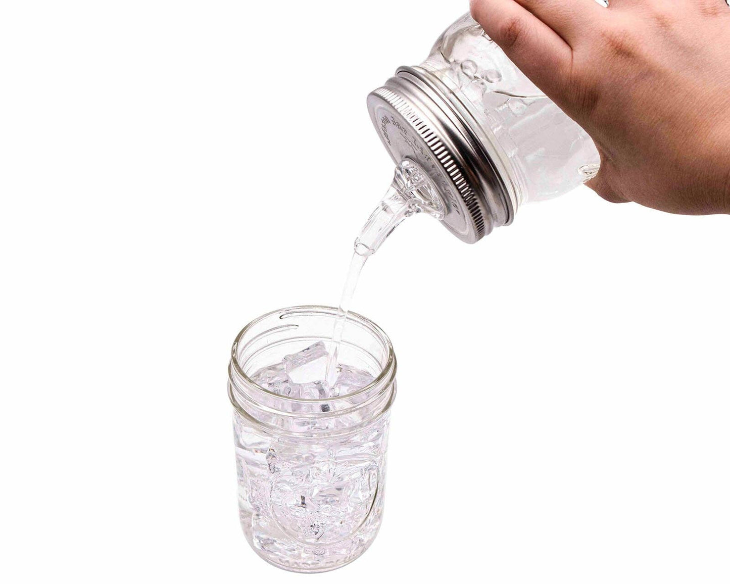 LIQUOR POUR SPOUT STAINLESS STEEL LID FOR MASON JARS: REGULAR MOUTH