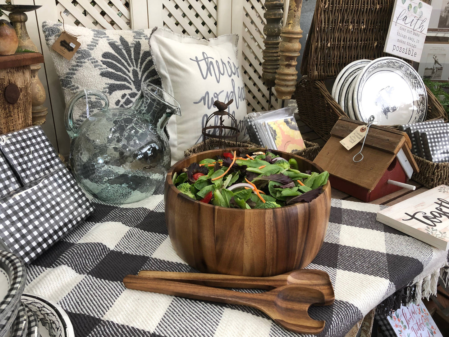 ACACIA WOOD SALAD BOWL SET