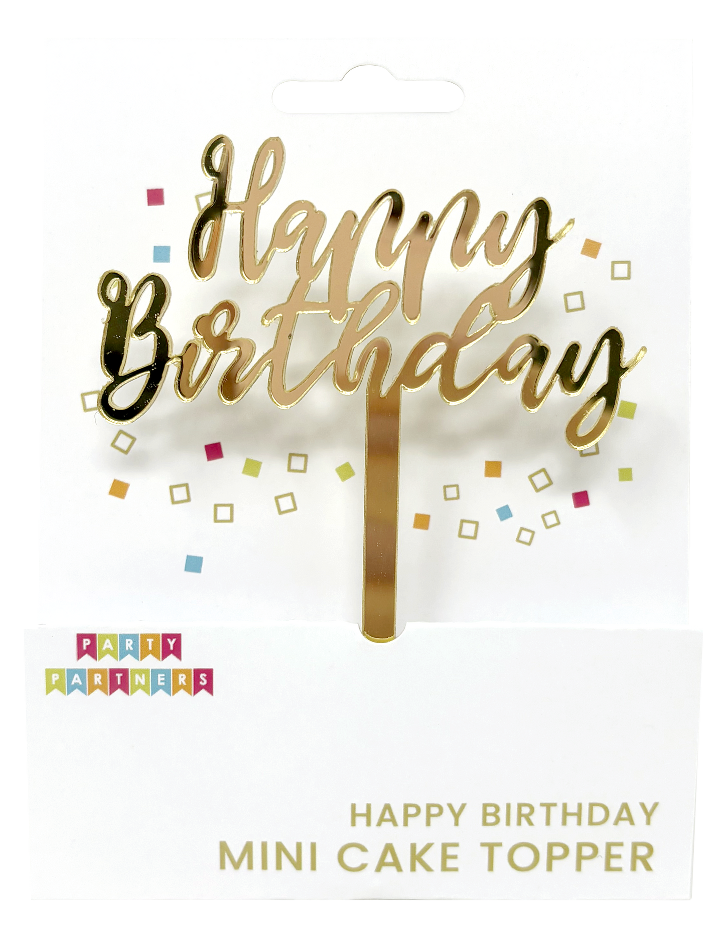 HAPPY BIRTHDAY GOLD MINI CAKE TOPPER
