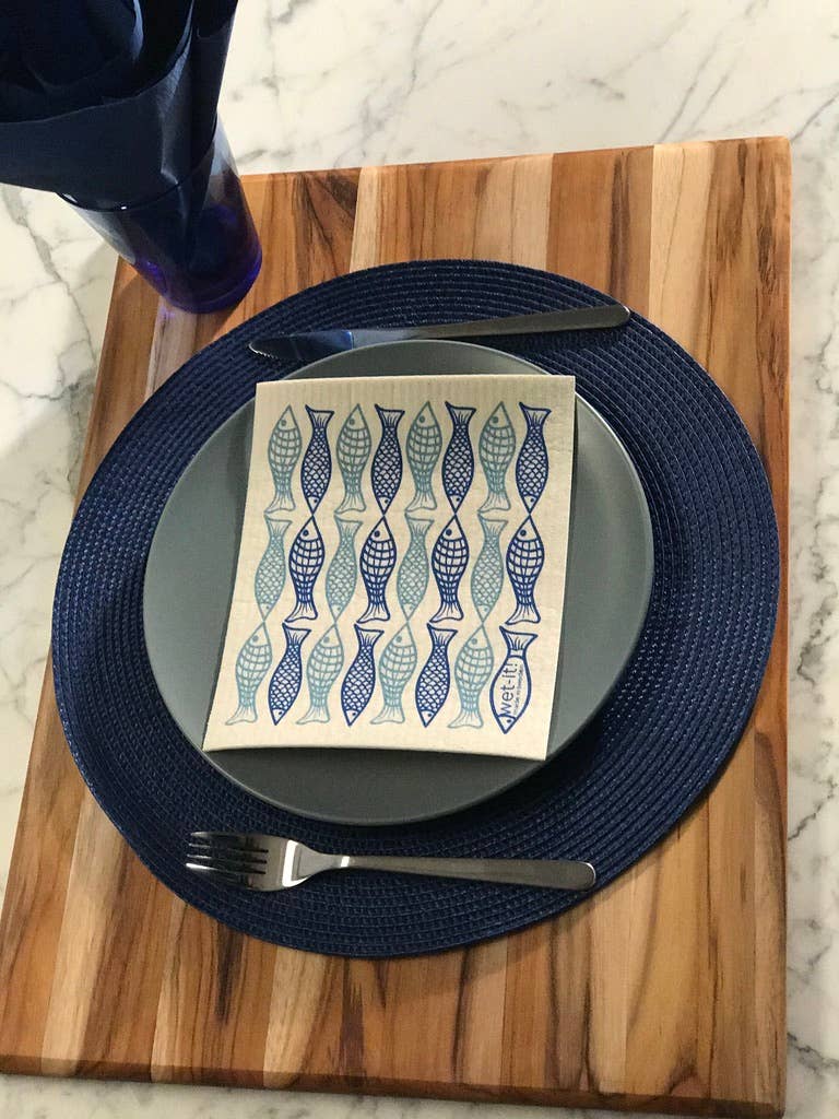 CATCH OF THE DAY BLUE SWEDISH CLOTH