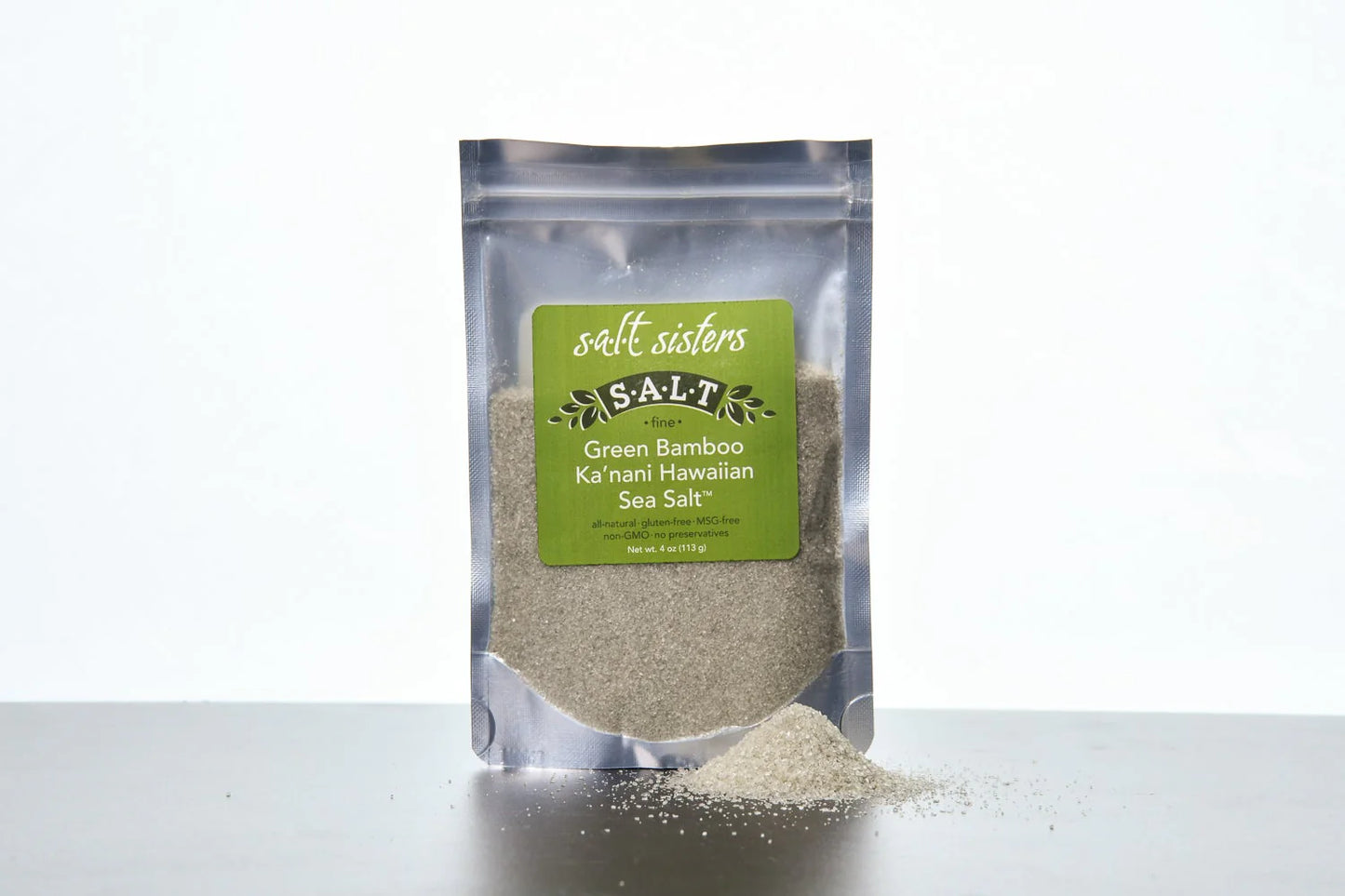 SALT SISTERS GREEN BAMBOO KA'NANI HAWAIIAN SEA SALT FINE 4 OZ