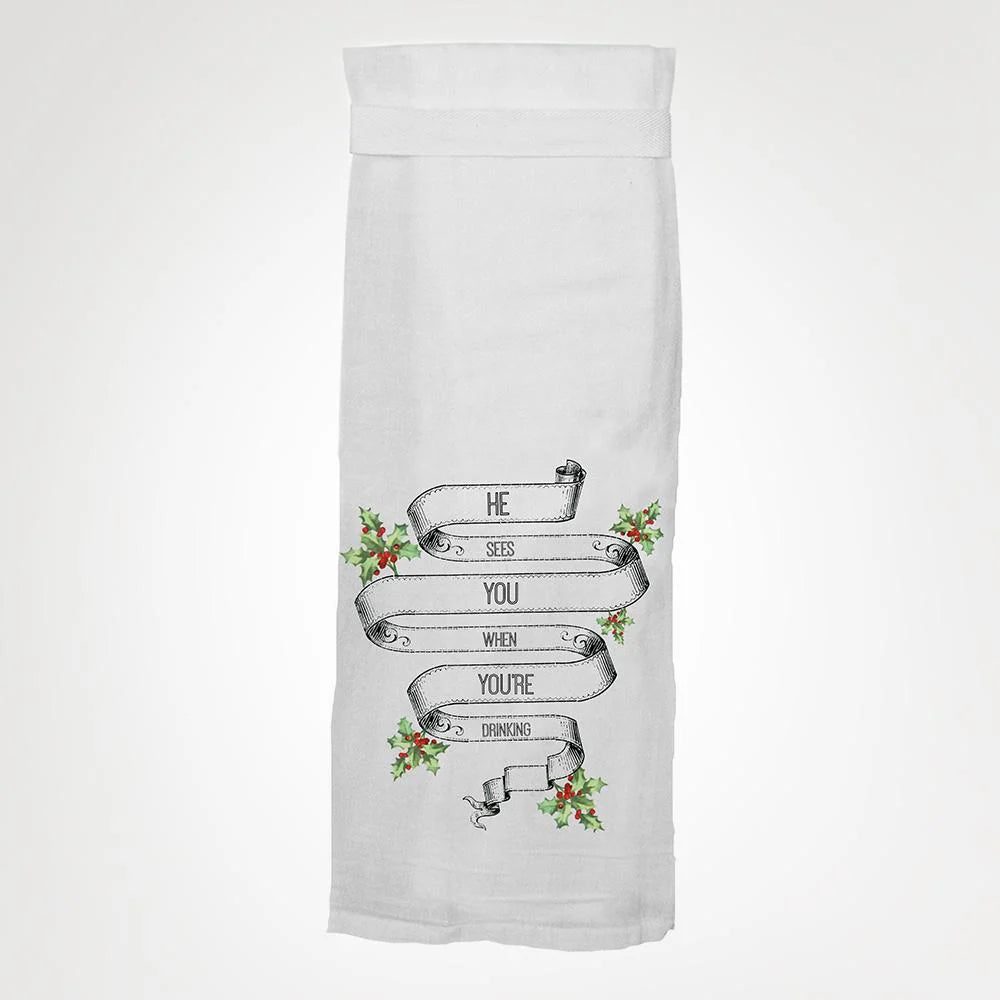 FUNNY TOWEL - HE SEES YOU XMAS