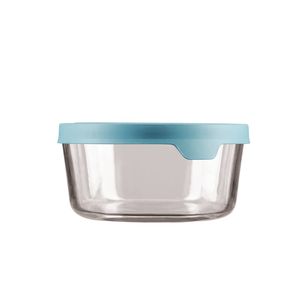 GLASS ROUND TRUESEAL 7 CUP MINERAL BLUE