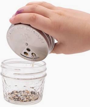 STAINLESS STEEL SPICE LID: WIDE MOUTH WITH JAR