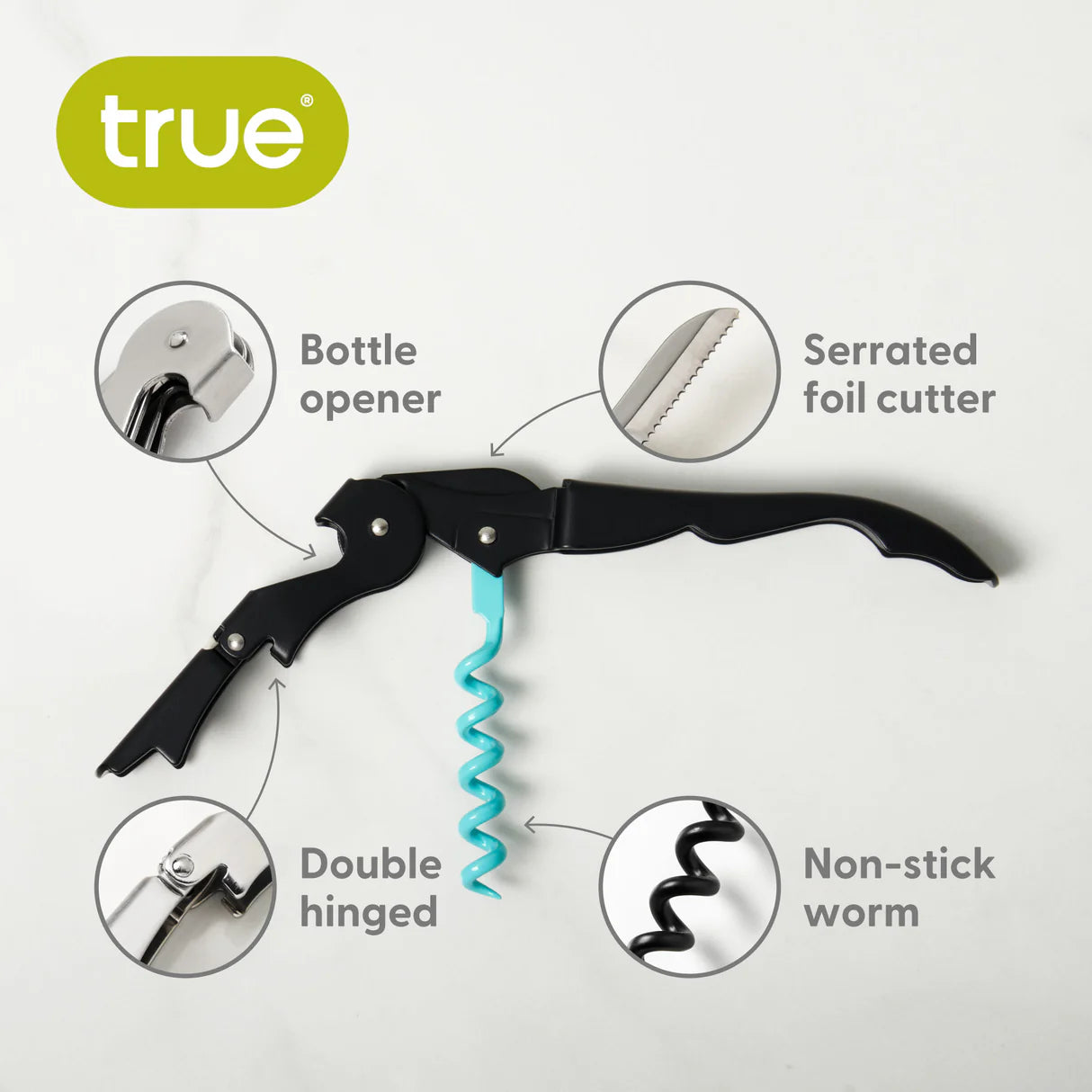 WAITER'S DOUBLE HINGED CORKSCREW IN MATTE BLACK & BLUE