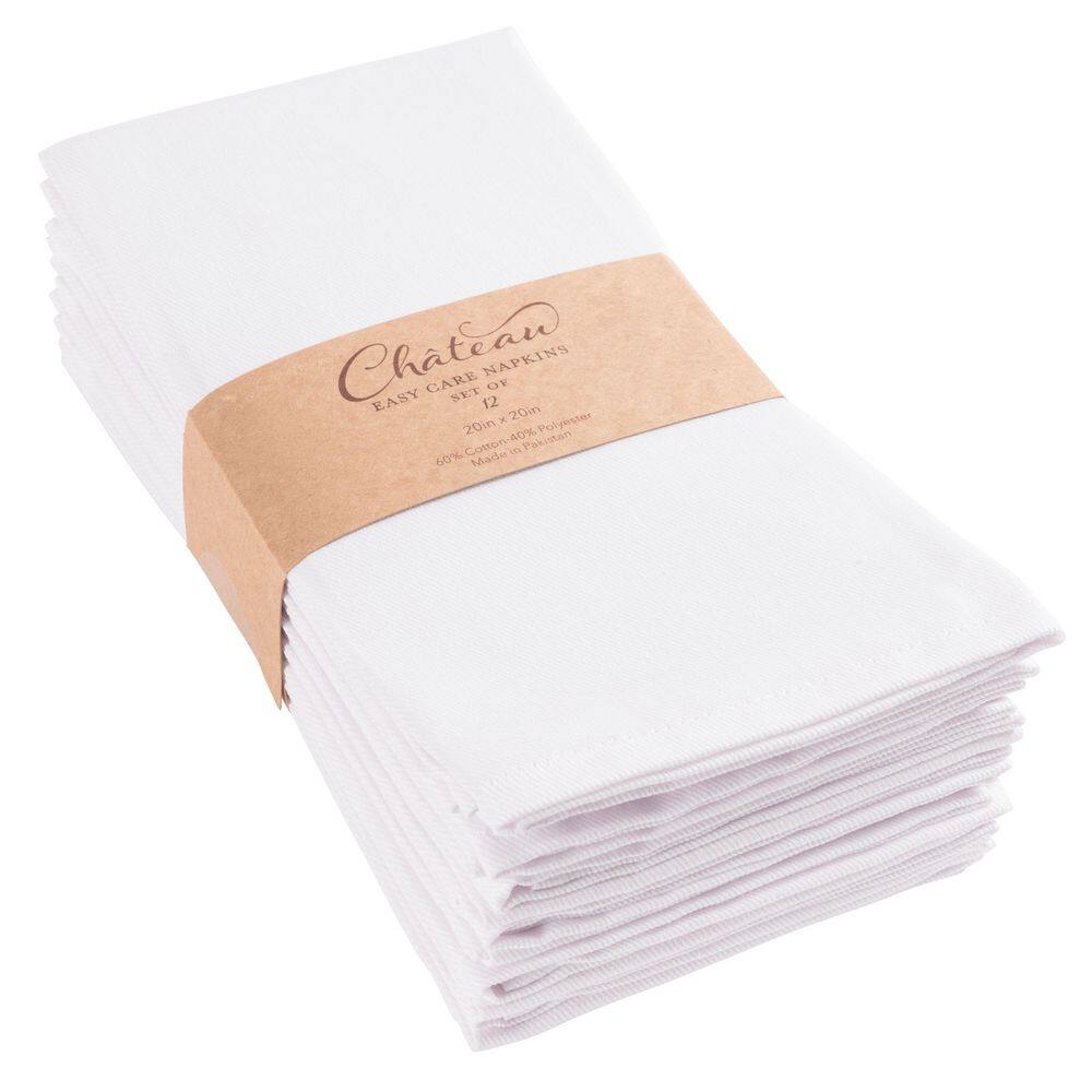 CHATEAU EASY CARE NAPKINS SET OF 12 WHITE