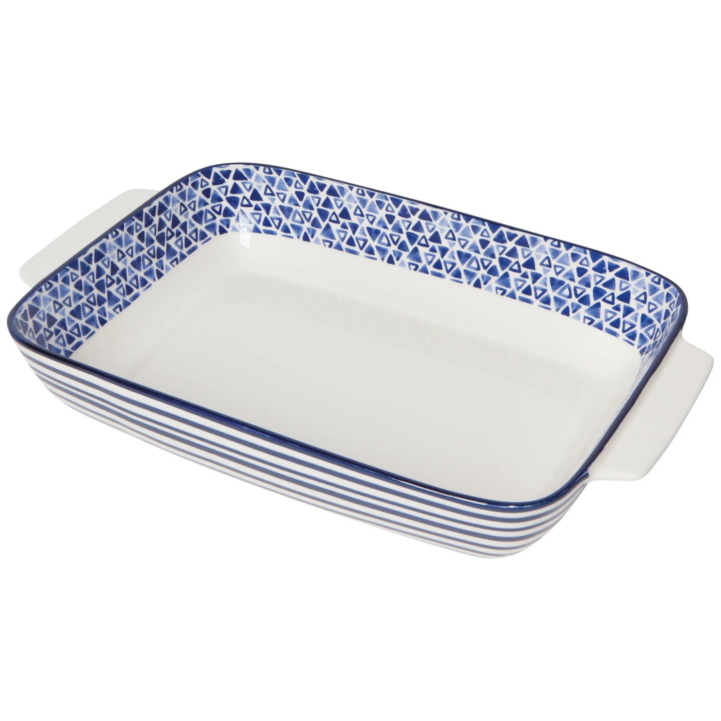 RECTANGULAR BAKING DISH INDIGO TRIANGLES