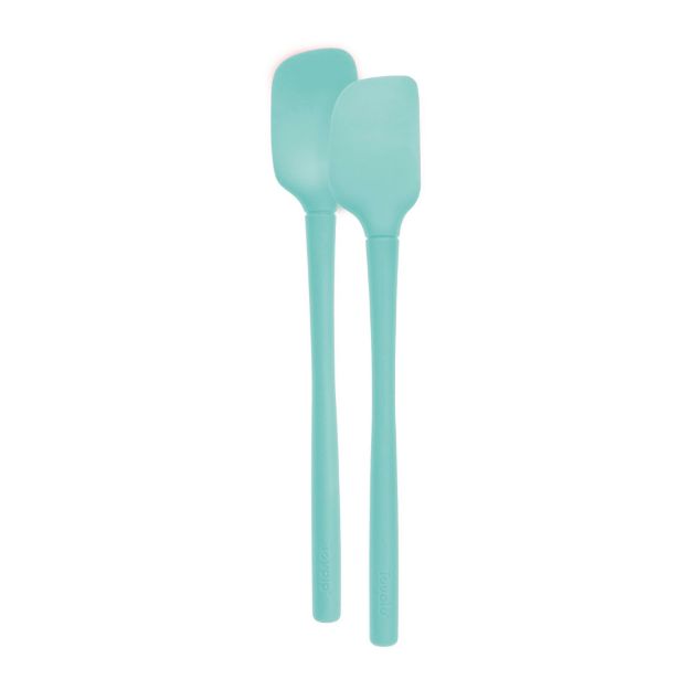FLEX-CORE ALL SILICONE MINI SPATULA & SPOONULA - LIGHT AQUA