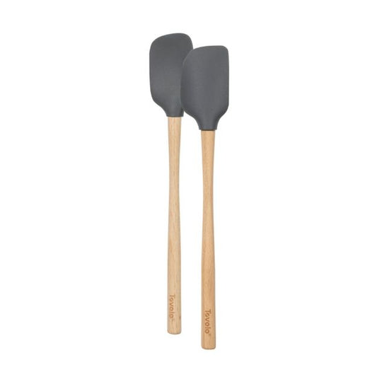 FLEX-CORE WOOD HANDLED MINI SPATULA & SPOONULA CHARCOAL