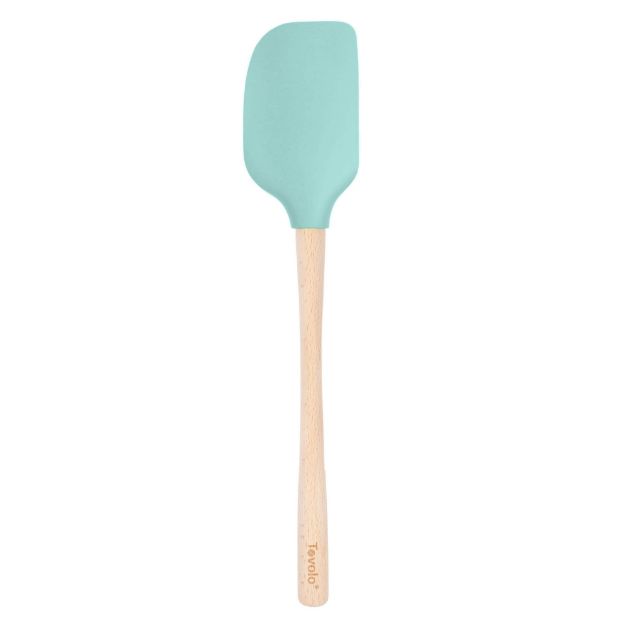 FLEX-CORE WOOD HANDLED SPATULA-LIGHT AQUA