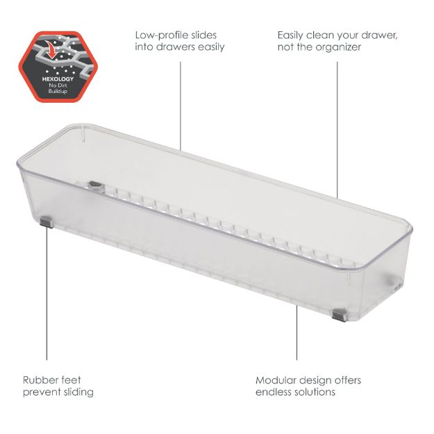 HEXA® 3" X 12" DRAWER ORGANIZER — CLEAR FROST