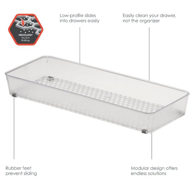 HEXA® 6" X 15" DRAWER ORGANIZER — CLEAR FROST